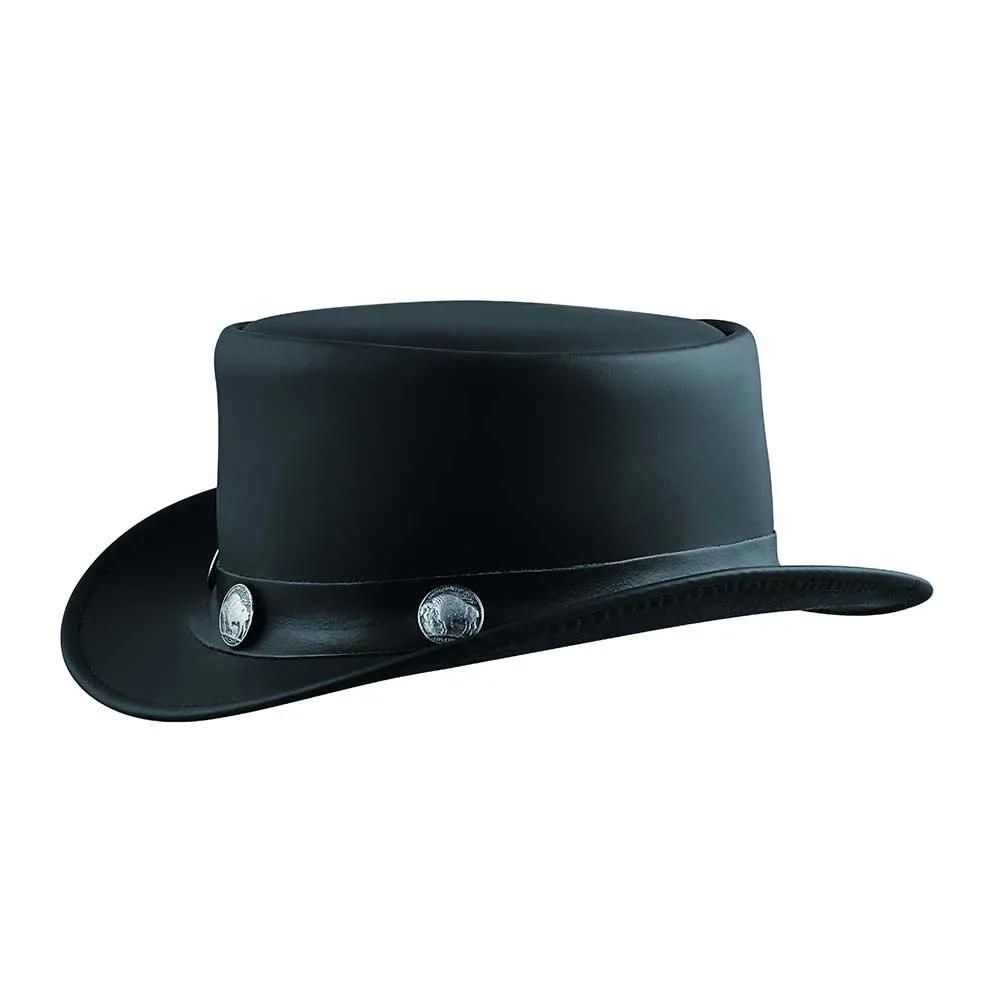 Elevate your attire with the Men's Premium Cowhide Leather Top Hat, a symbol of sophistication and timeless style.