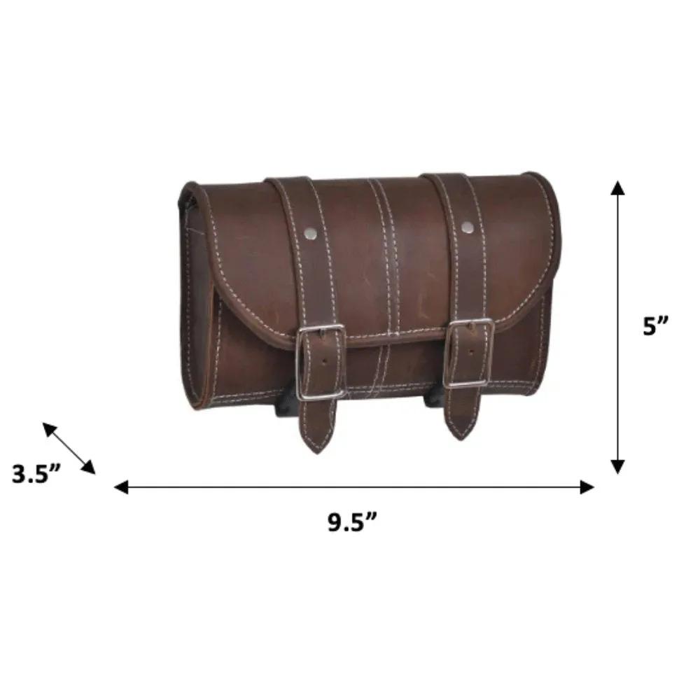 Brown leather bag with sizing