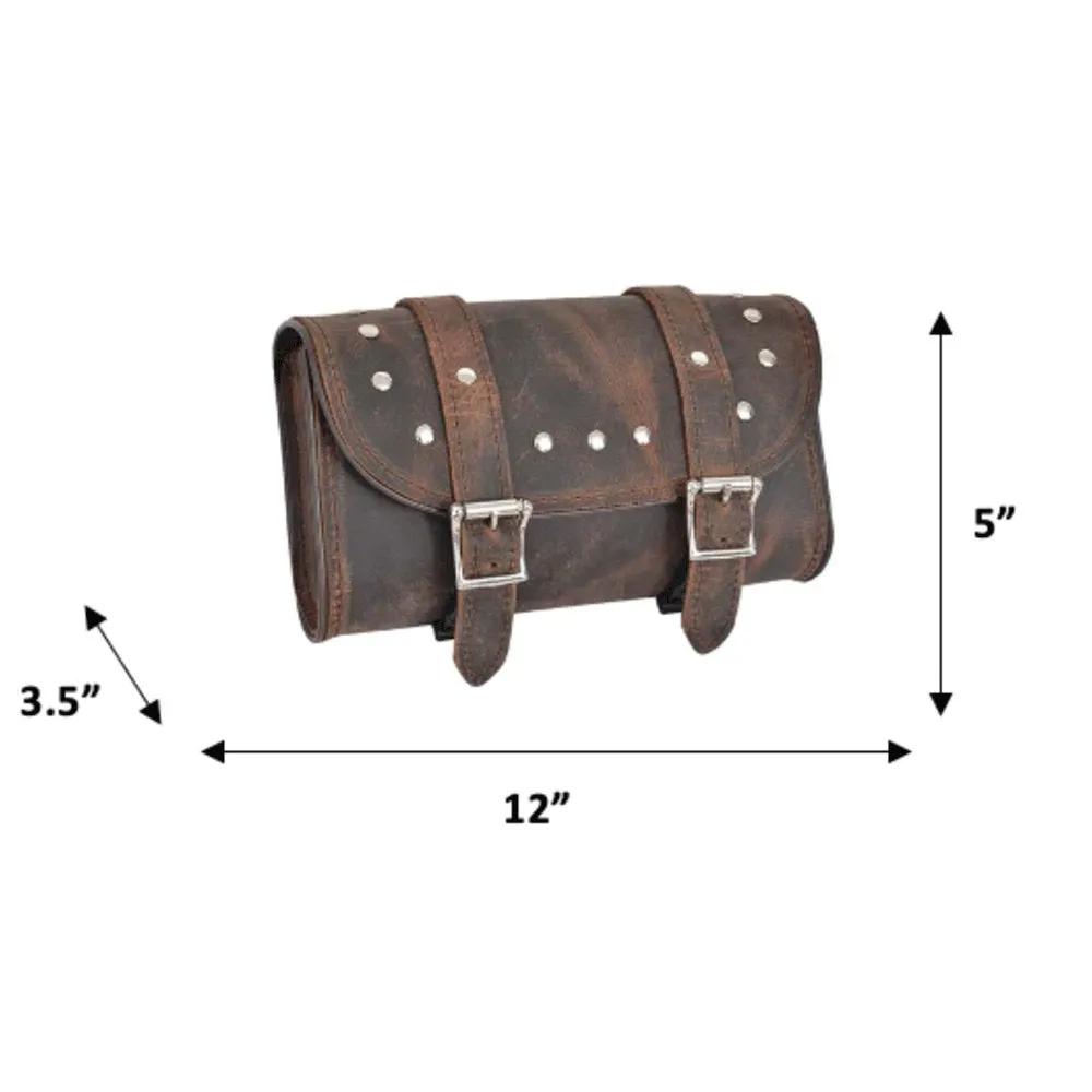 Brown leather bag in stud style