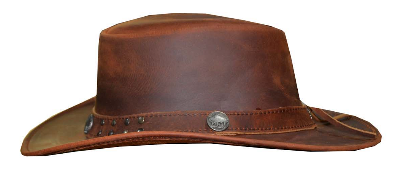 Brown leather hat for men