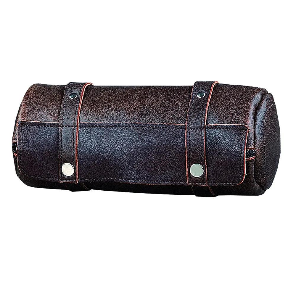 Brown leather roll with zipper