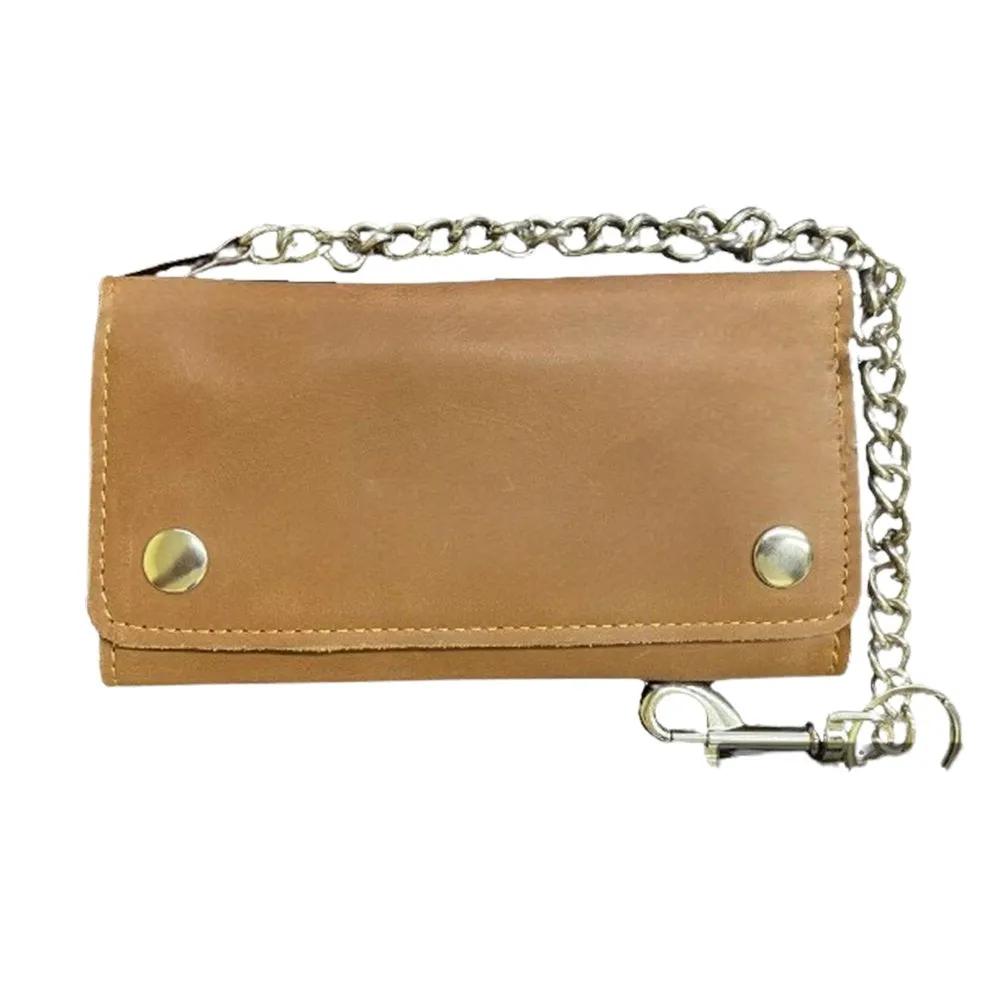 light Brown leather wallet with chain