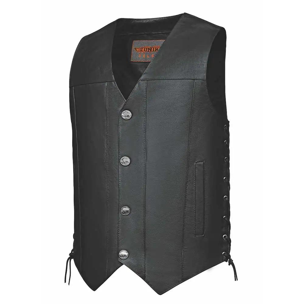 Crafted from cowhide leather and meticulously designed in Pakistan, this vest features a unique color that adds character and charm.