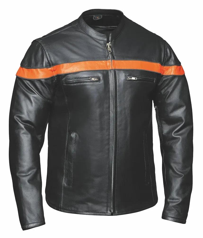 Premium black leather jacket with a tailored silhouette, front zipper closure, and sleek design details.