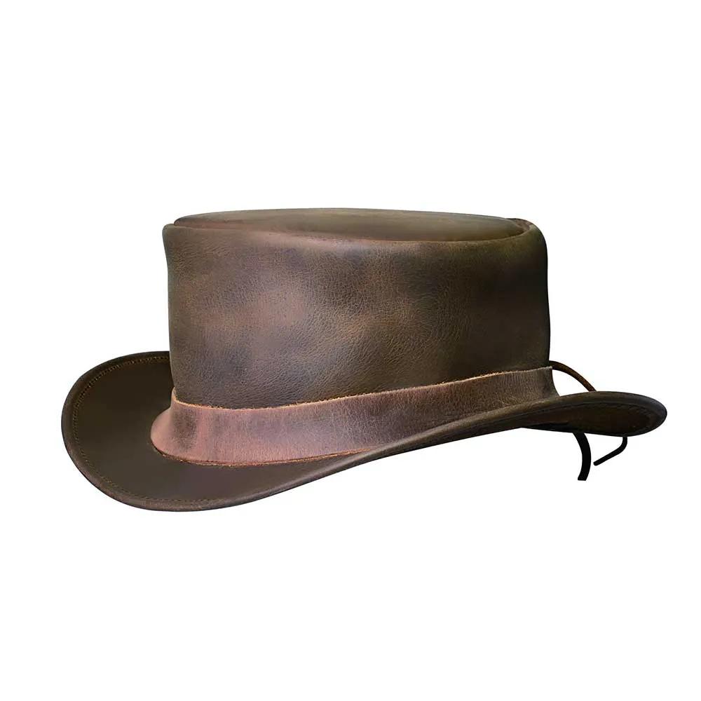 Elevate your attire with the Men's Premium Cowhide Leather Top Hat, a symbol of sophistication and timeless style.
