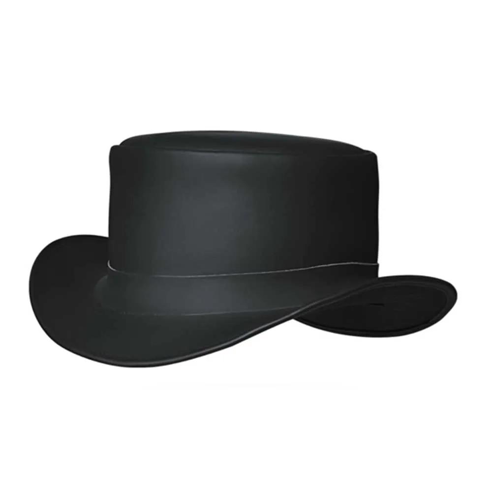 Elevate your attire with the Men's Premium Cowhide Leather Top Hat, a symbol of sophistication and timeless style.