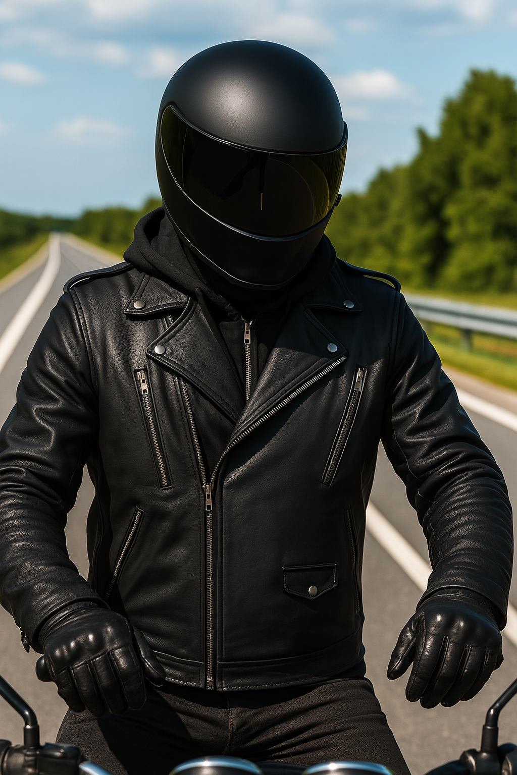 cross zip style jacket in leather