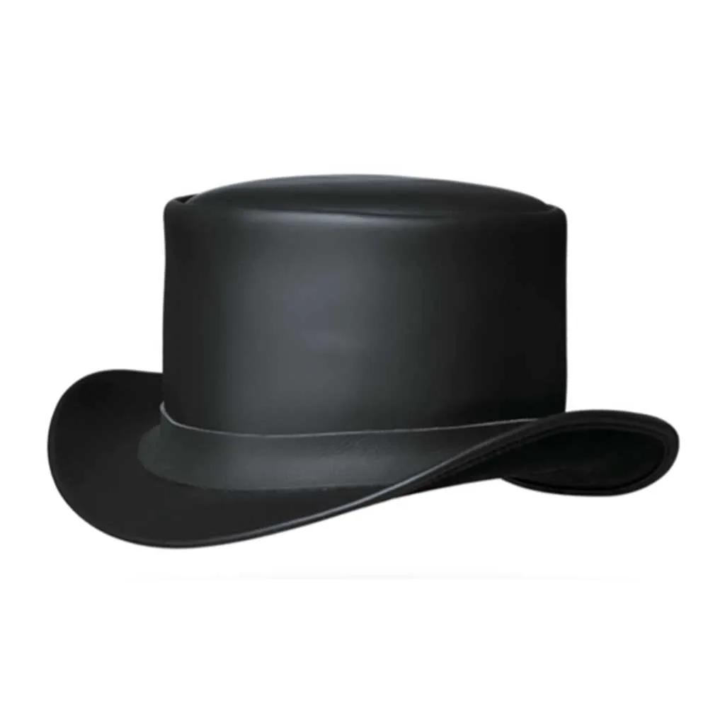 Elevate your attire with the Men's Premium Cowhide Leather Top Hat, a symbol of sophistication and timeless style