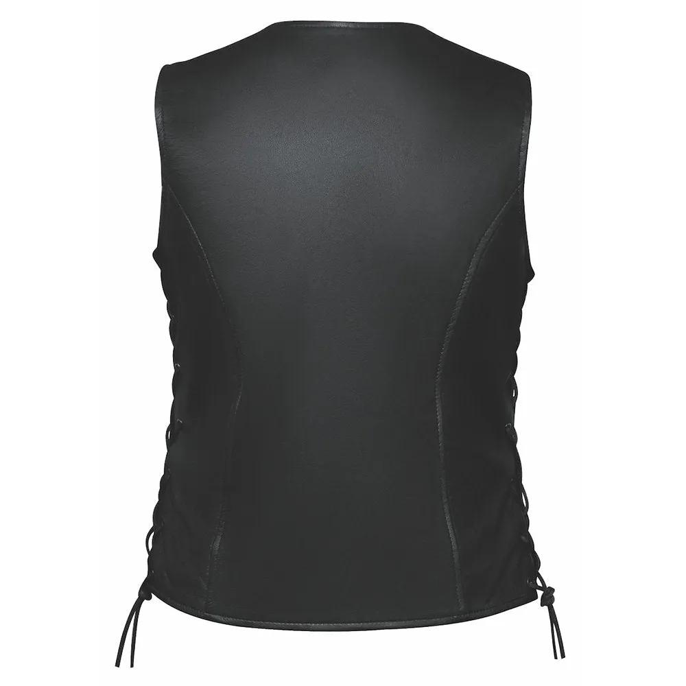 Ladies Zippered Leather Vest -Mae
