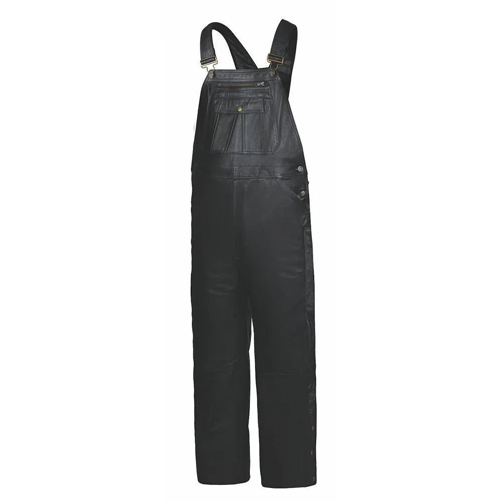 Men’s premium black leather overalls