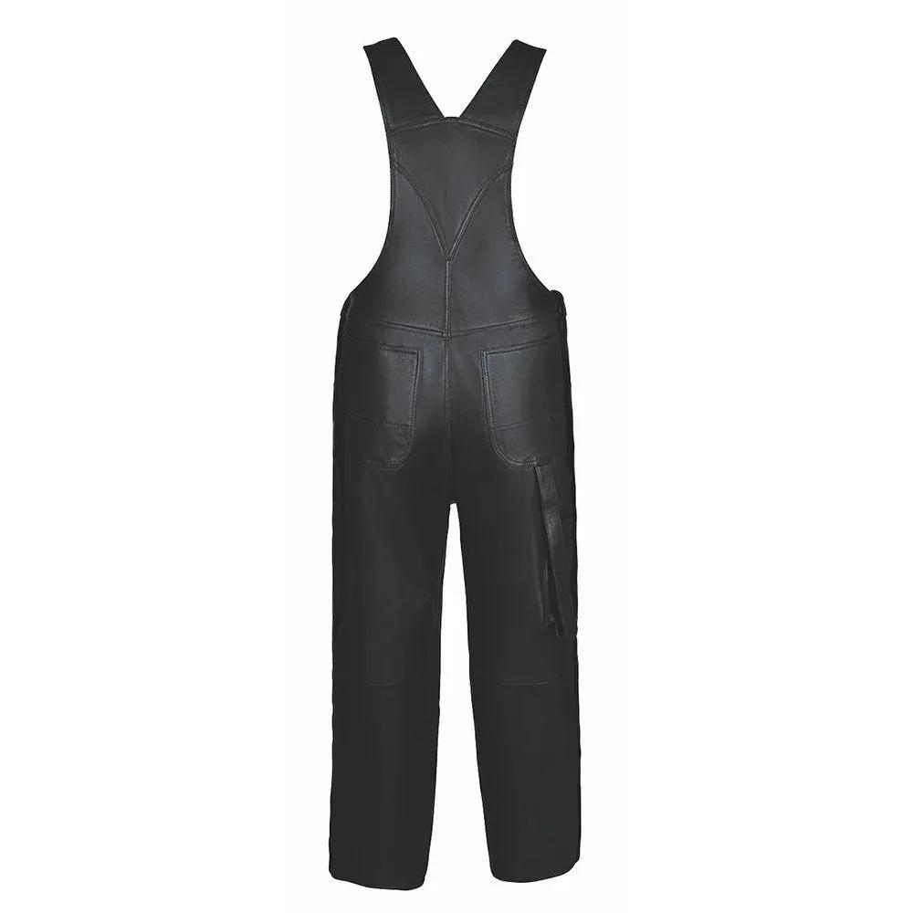 Men’s premium black leather overalls