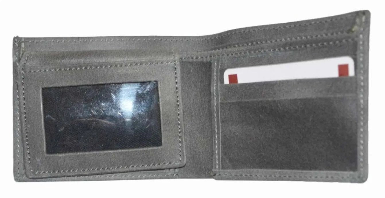Men’s premium black leather wallet featuring a slim design with multiple card slots