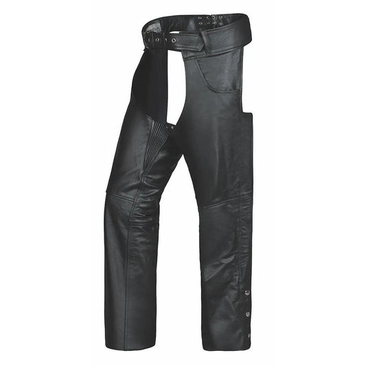 Unik Premium leather chaps designed for durability and style. With reinforced stitching, silver hardware, and an adjustable fit, these chaps are ideal for bikers. Made in Pakistan.