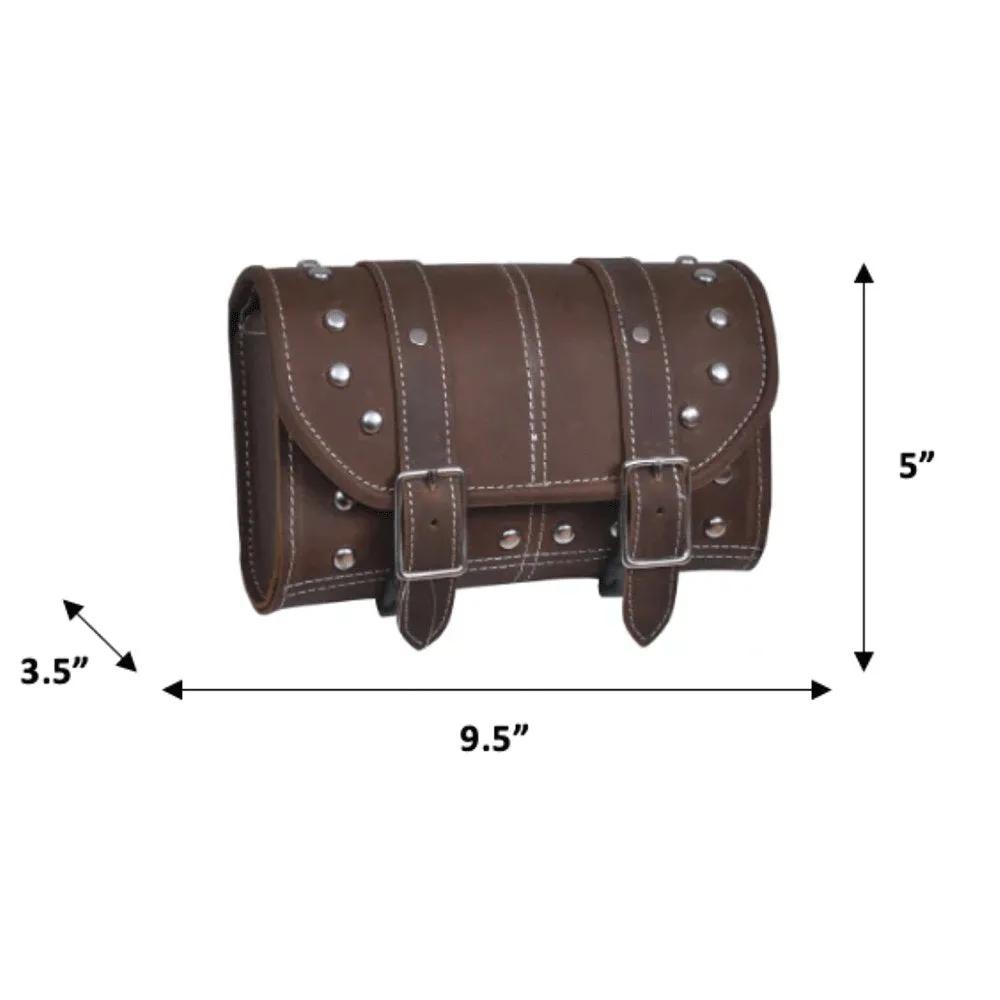 Stylish brown leather bad with studs