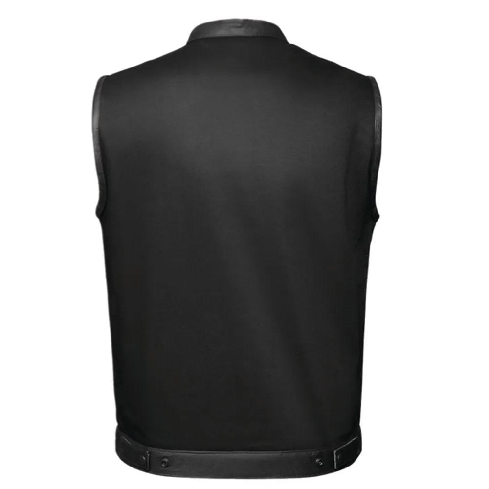 Mens Denim Leather Club Vest - Nightrider -
