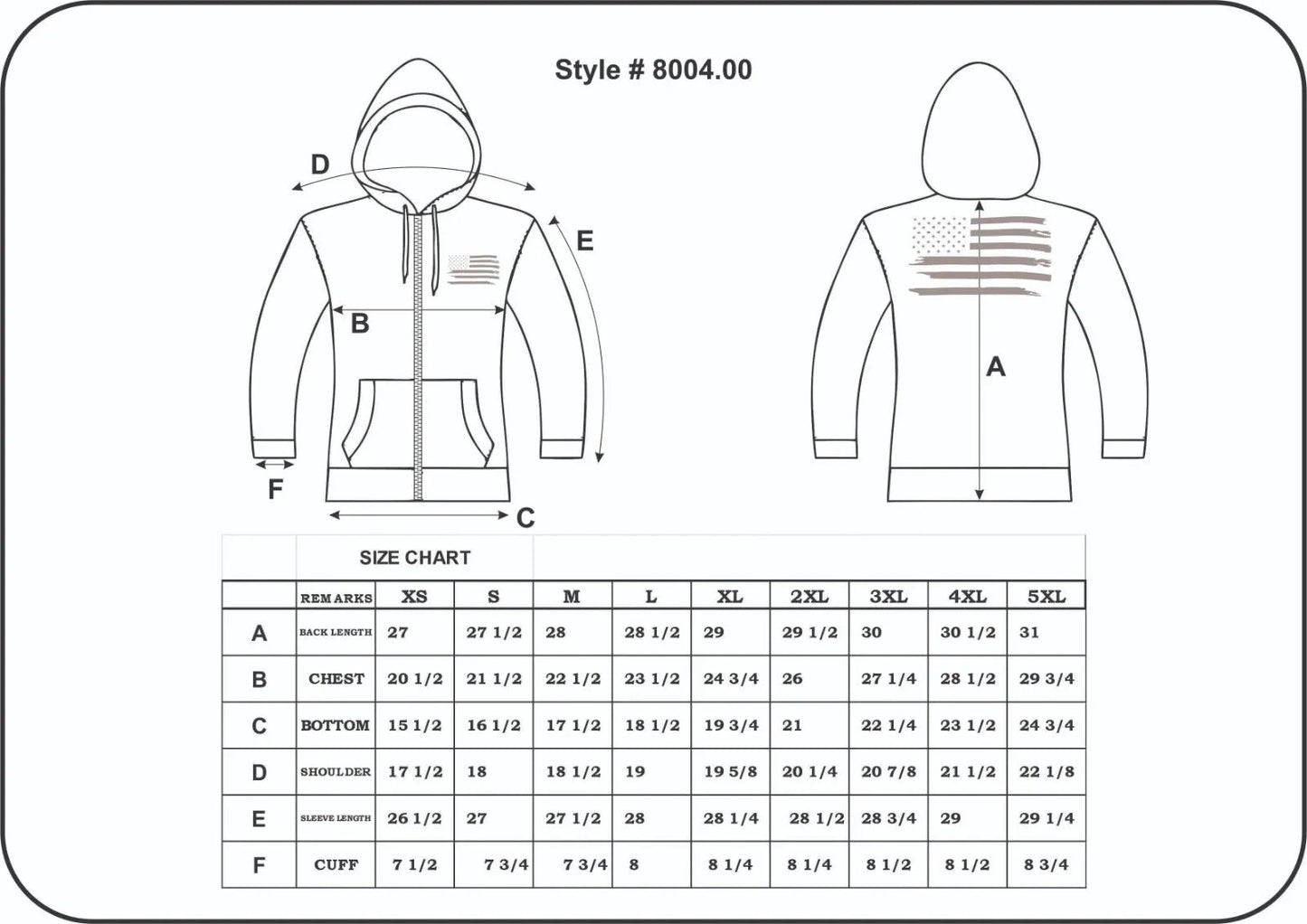 8004.00 - Unik Reflective Men's American Flag Riding Hoodie Biker Sweatshirt - Unik International Inc