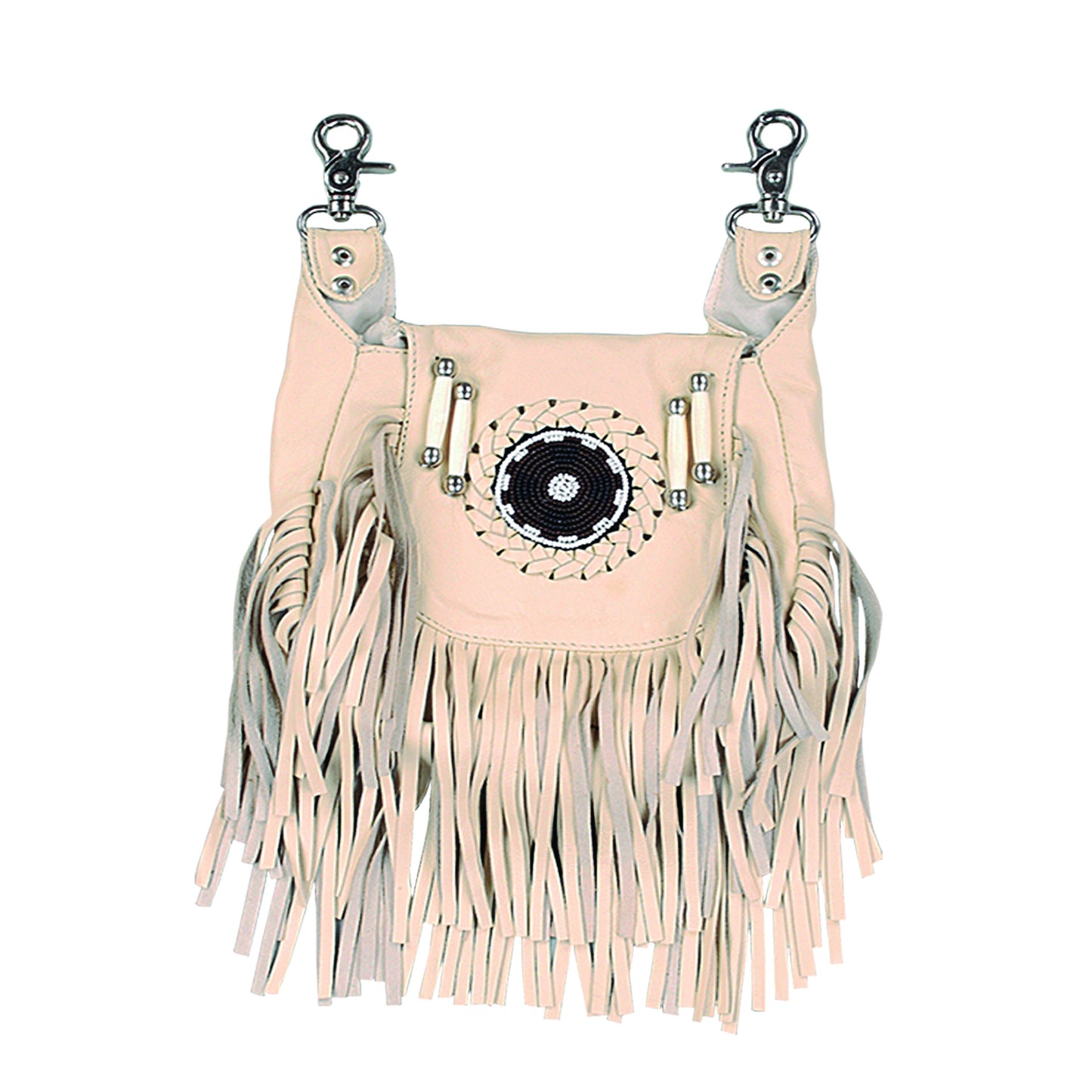 Pink handbag with hanging studs