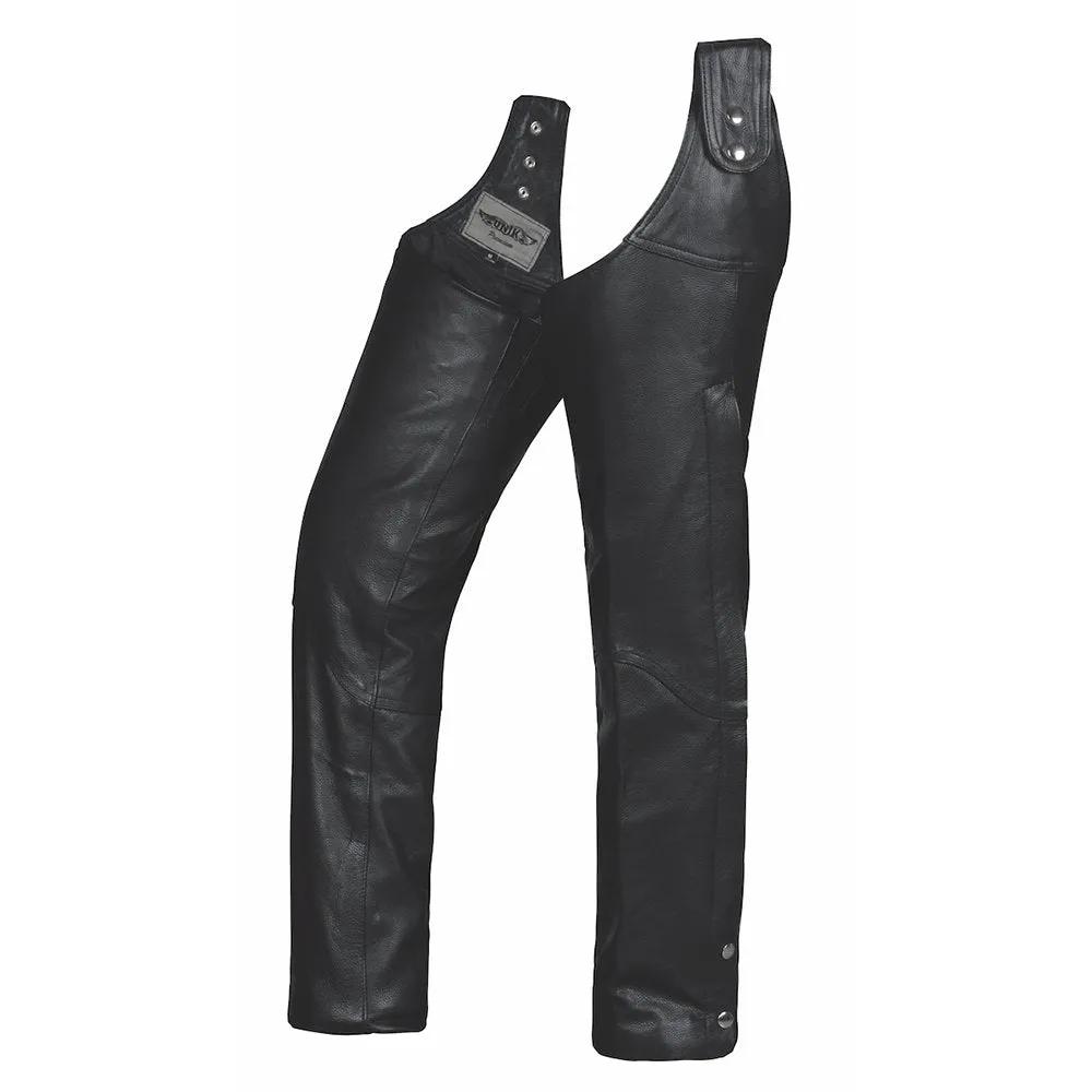 Ladies Beltless Leather Chaps - Rangler