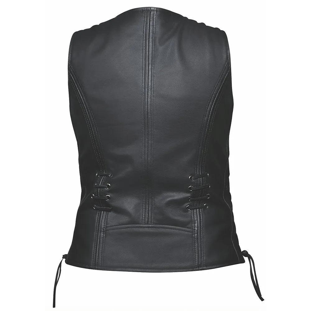 Ladies Premium Leather Vest - Rebel Lace