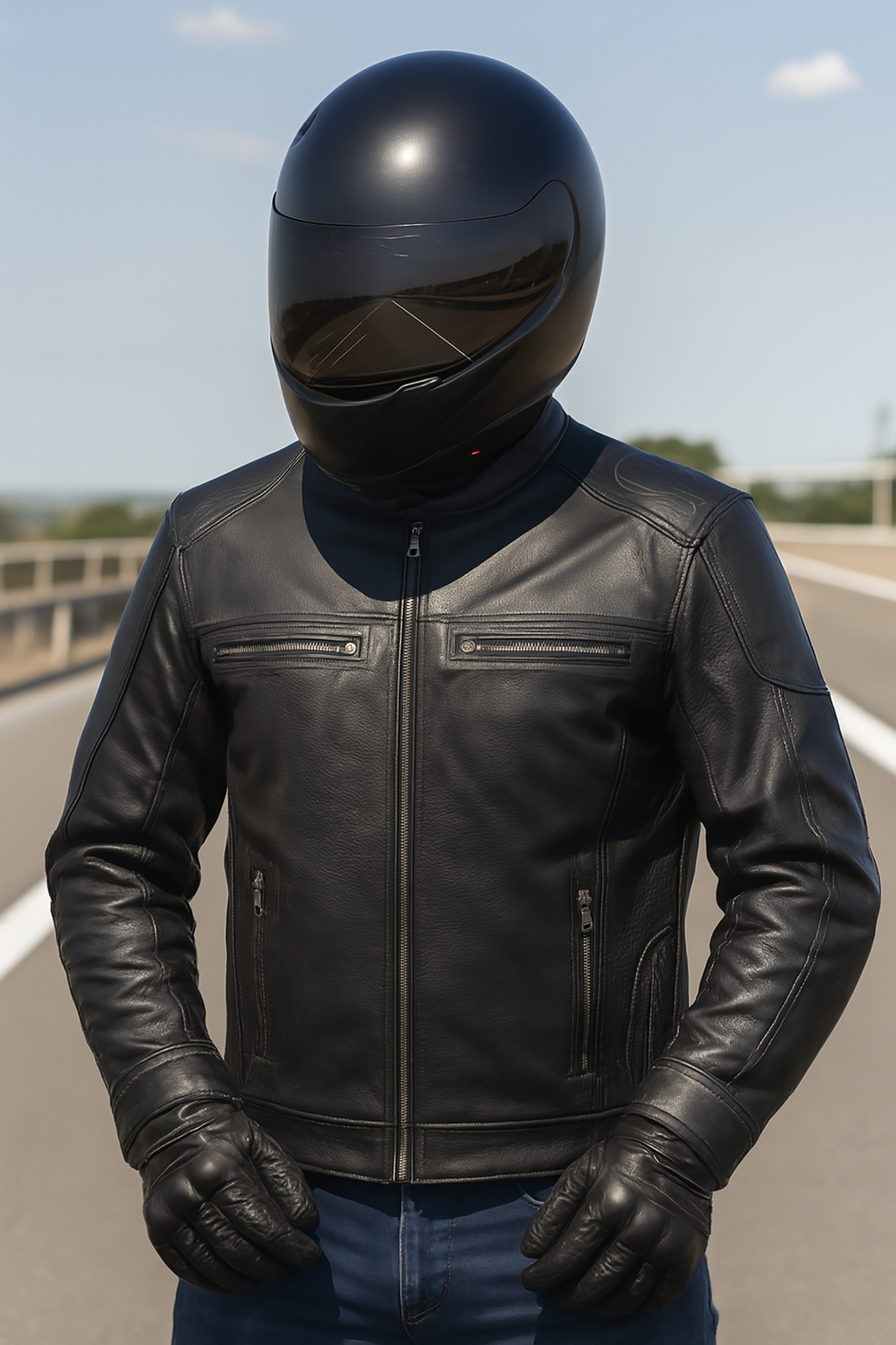 Stylish jacket and gloves for riders