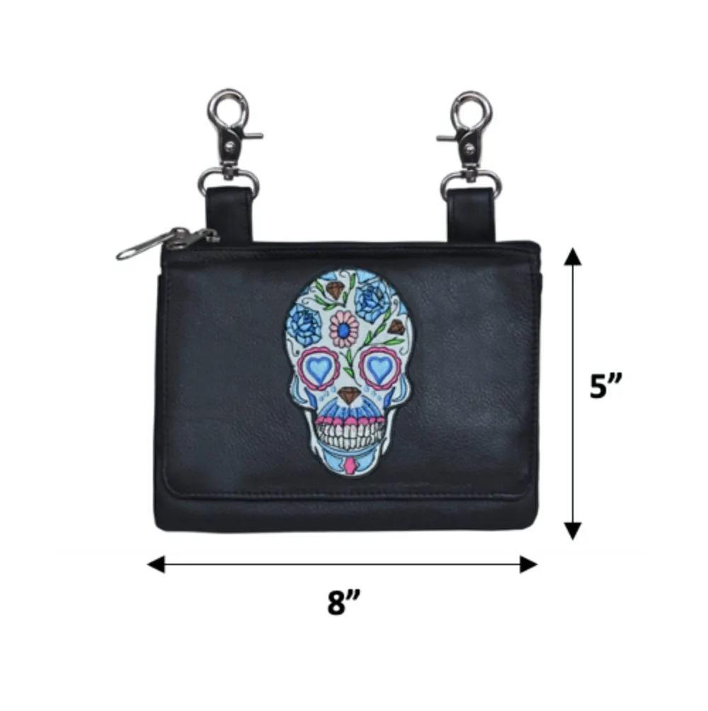 Sugar skull clip on bag