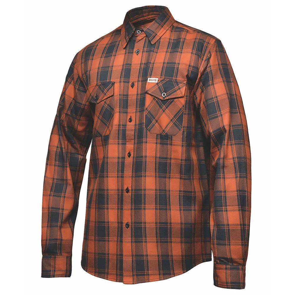 . Crafted from high-quality cotton and designed in Pakistan, this shirt features a striking brown and black color scheme that complements its robust construction
