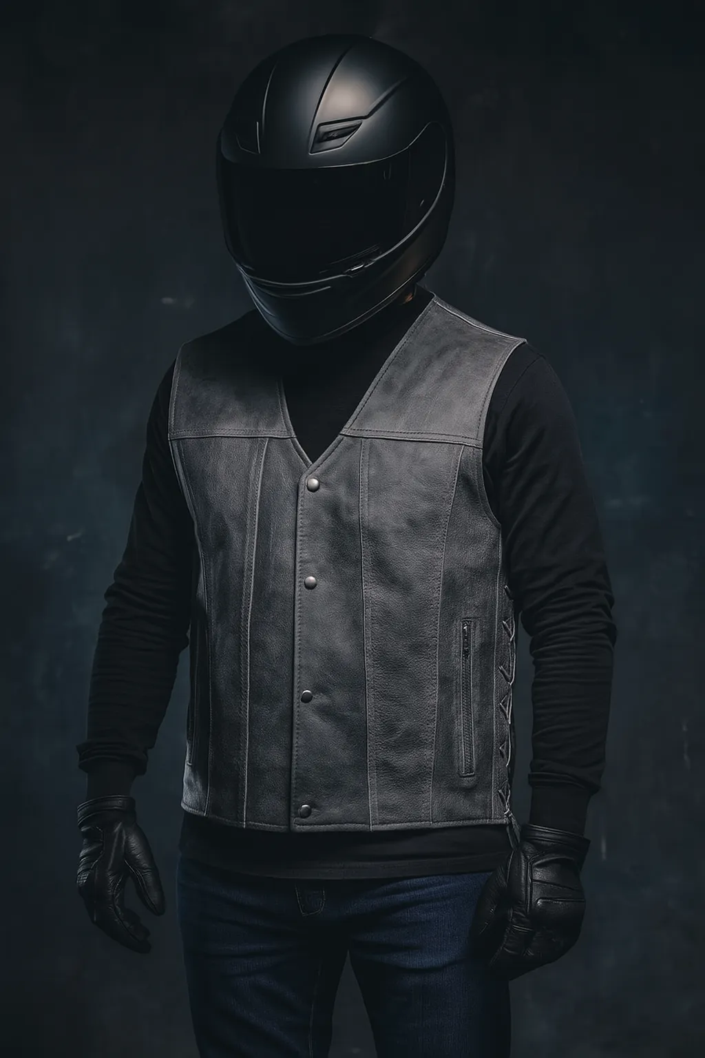 Tombstone style Mens Gray Leather Vest