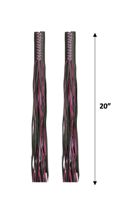 Two ponytails with pink and black strands