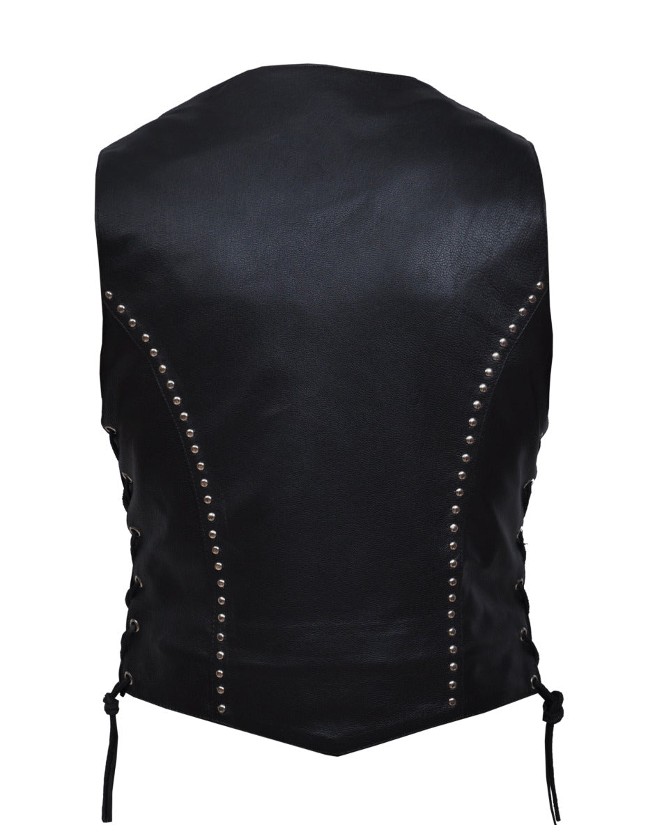Ladies Premium Leather Vest - Black