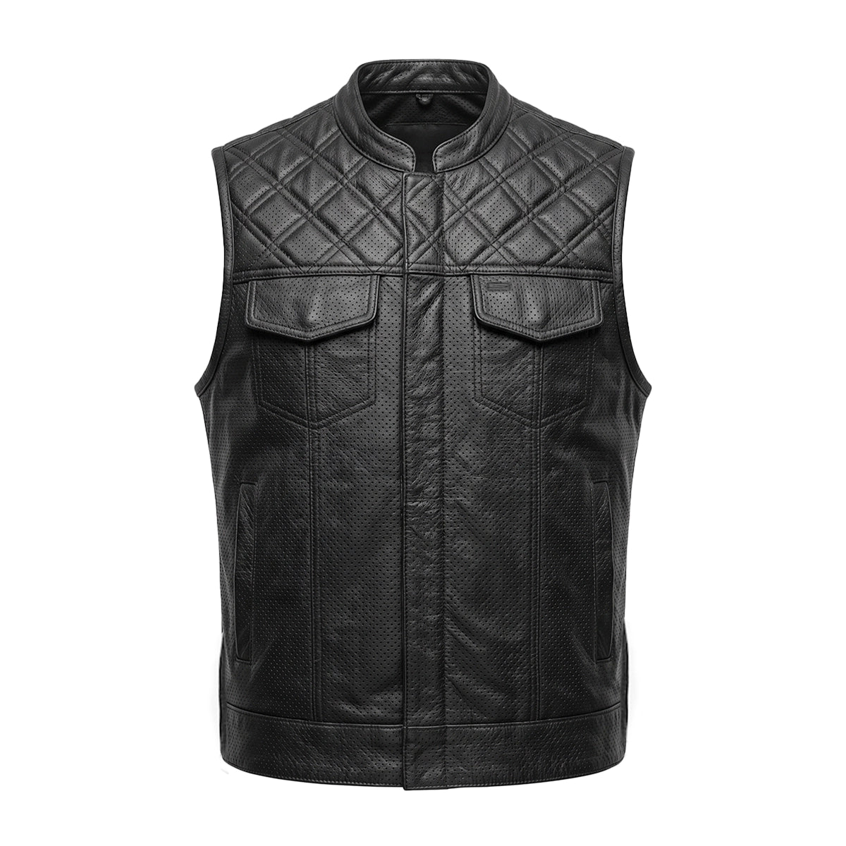 Open Road - Men's Perforated Leather Motorcycle Vest