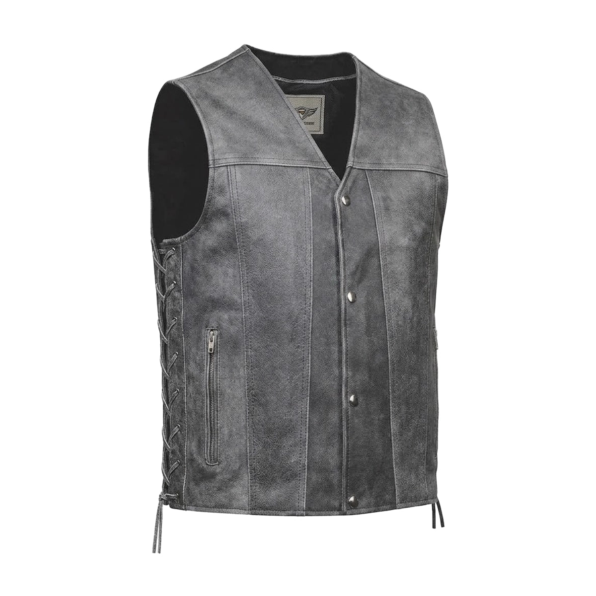 Tombstone - Men's Motorcycle Leather Vest (Gray)