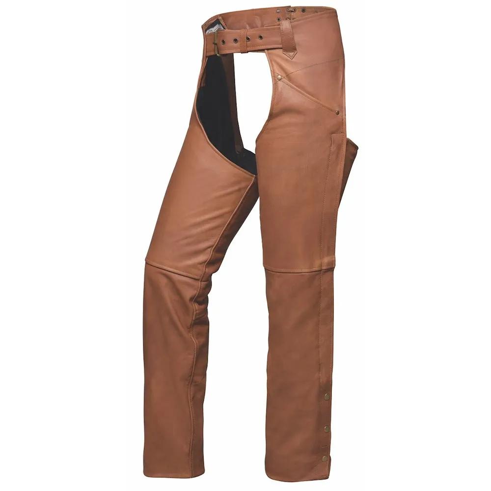 ladies premium lambskin leather chaps vixen - brown color