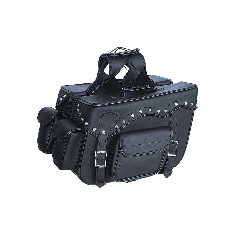 Unik's Style # 9328.ZP features a PVC saddle bag in sleek black, known for its durability. It offers ample storage space. Made in Pakistan