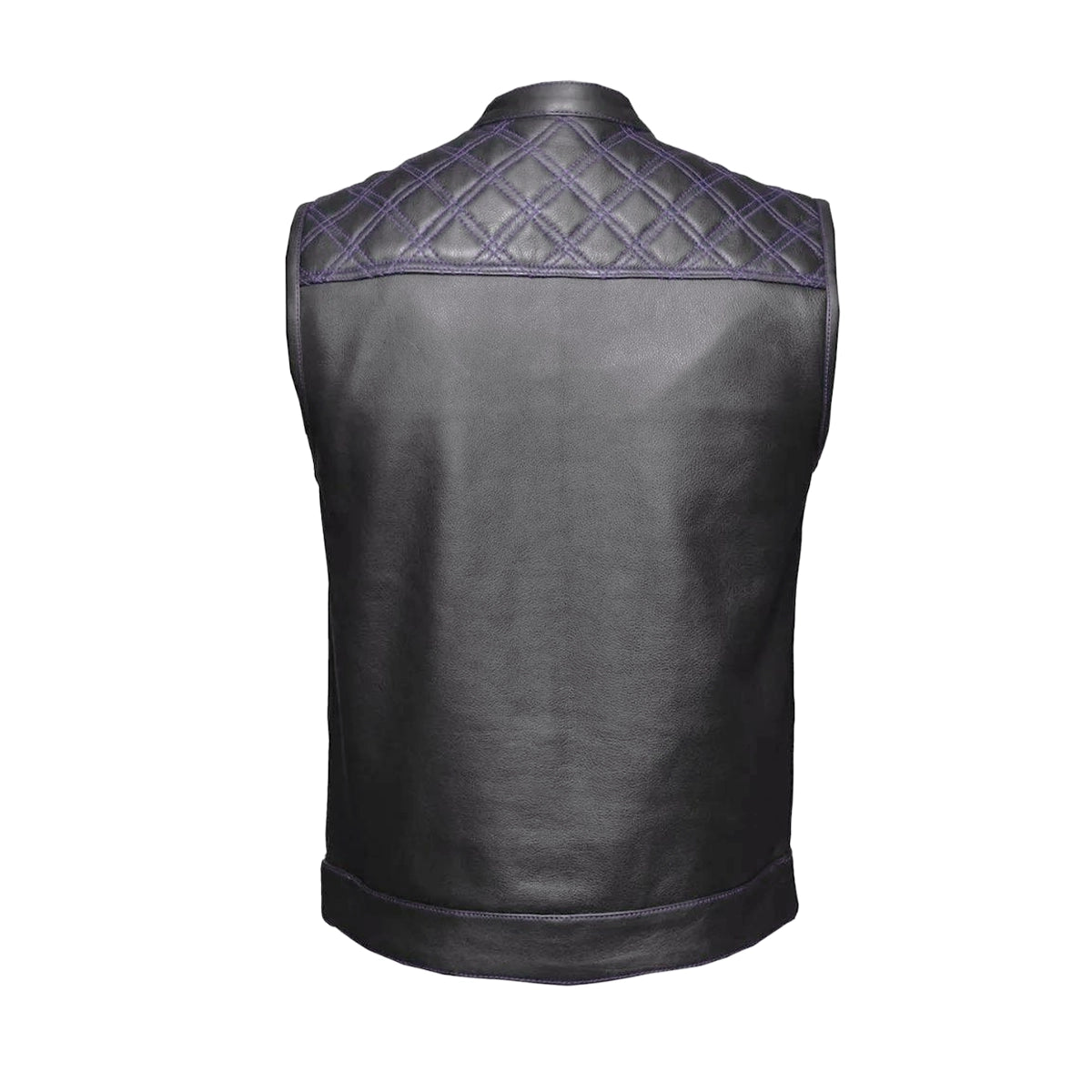 Men’s Purple Diamond Leather Club Vest – Premium Diamond Stitch by Unik