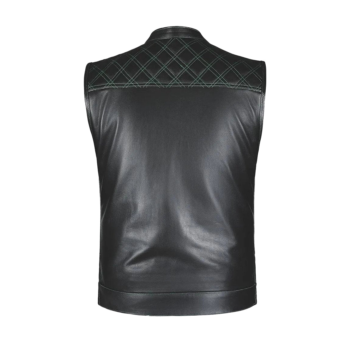 Green Diamond - Men's Club style Leather Motorcycle Vest