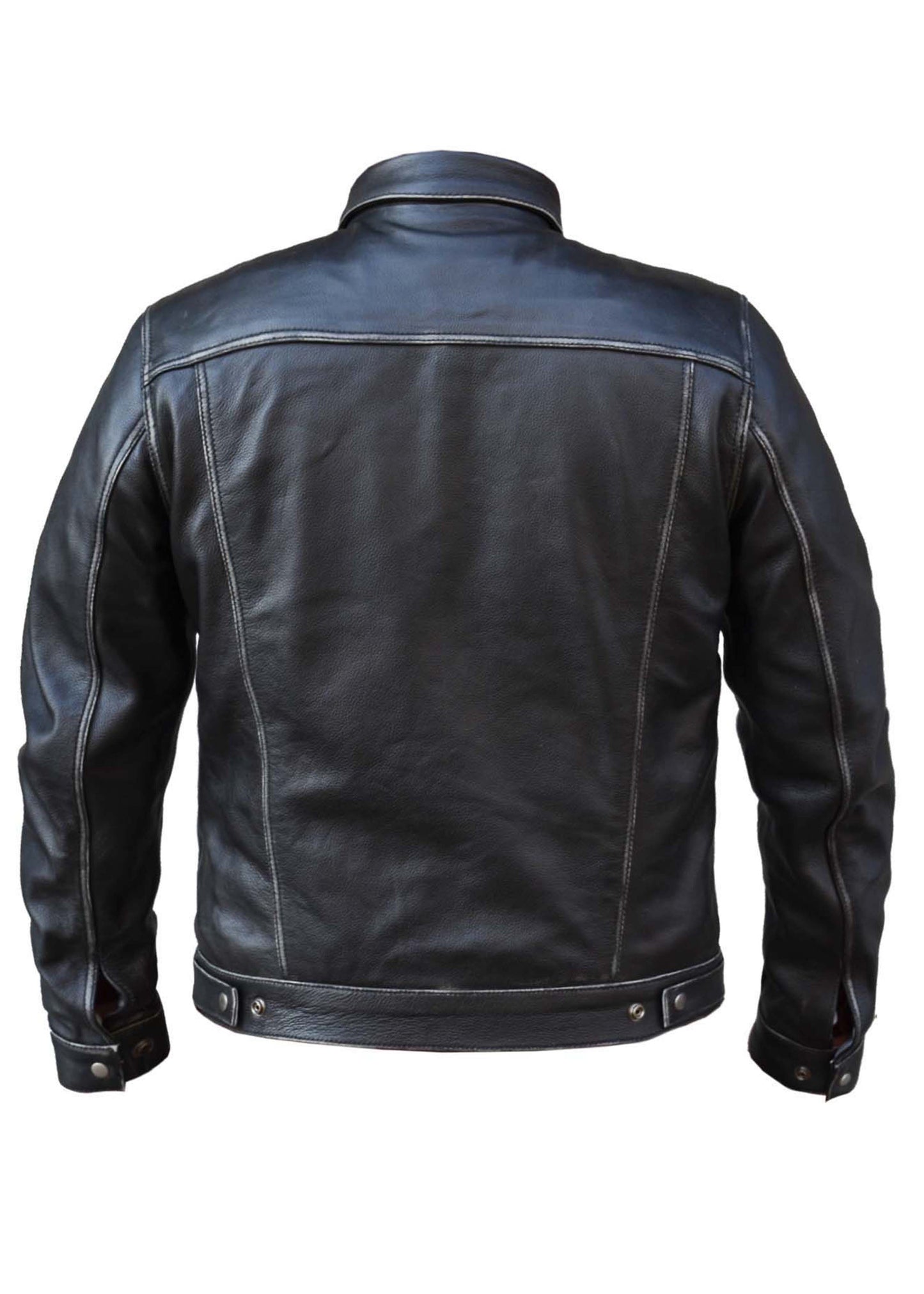 black leather jacket in thick leather