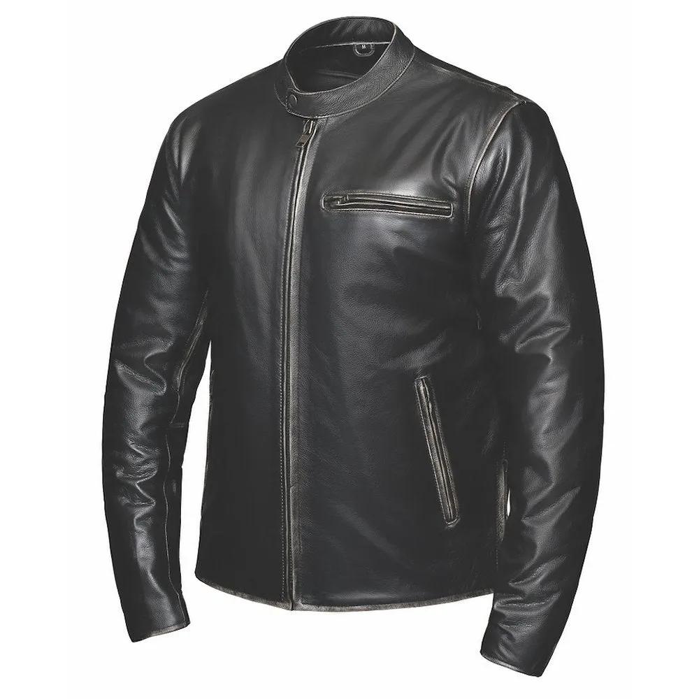leather jacket in black with side and chest pocket
