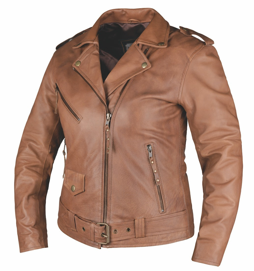 brown tan leather jacket with belt