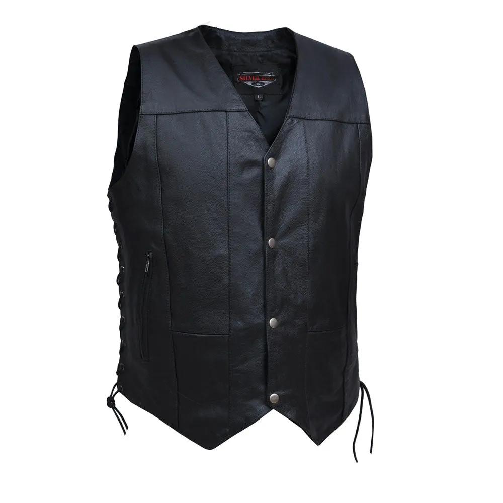 Featuring a robust construction with cowhide leather and antique silver hardware, it offers ample storage with 4 external and 6 internal pockets, including concealed carry options