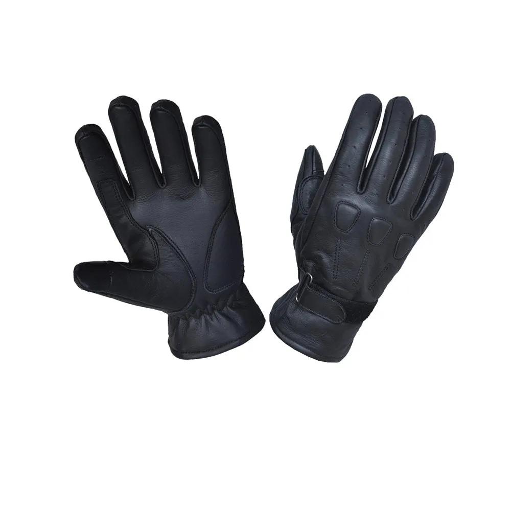 Gants Noirs En Cuir Avec Détails Embossés - Parapluie / Gants Femme