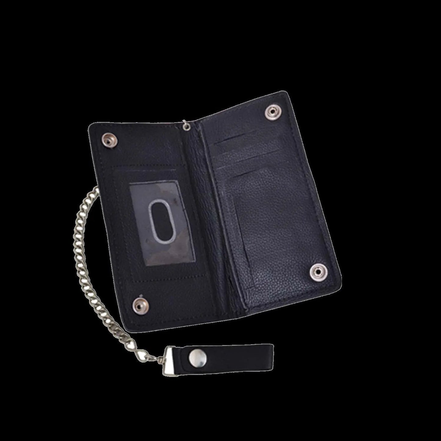 Black Bifold Leather Biker Wallet