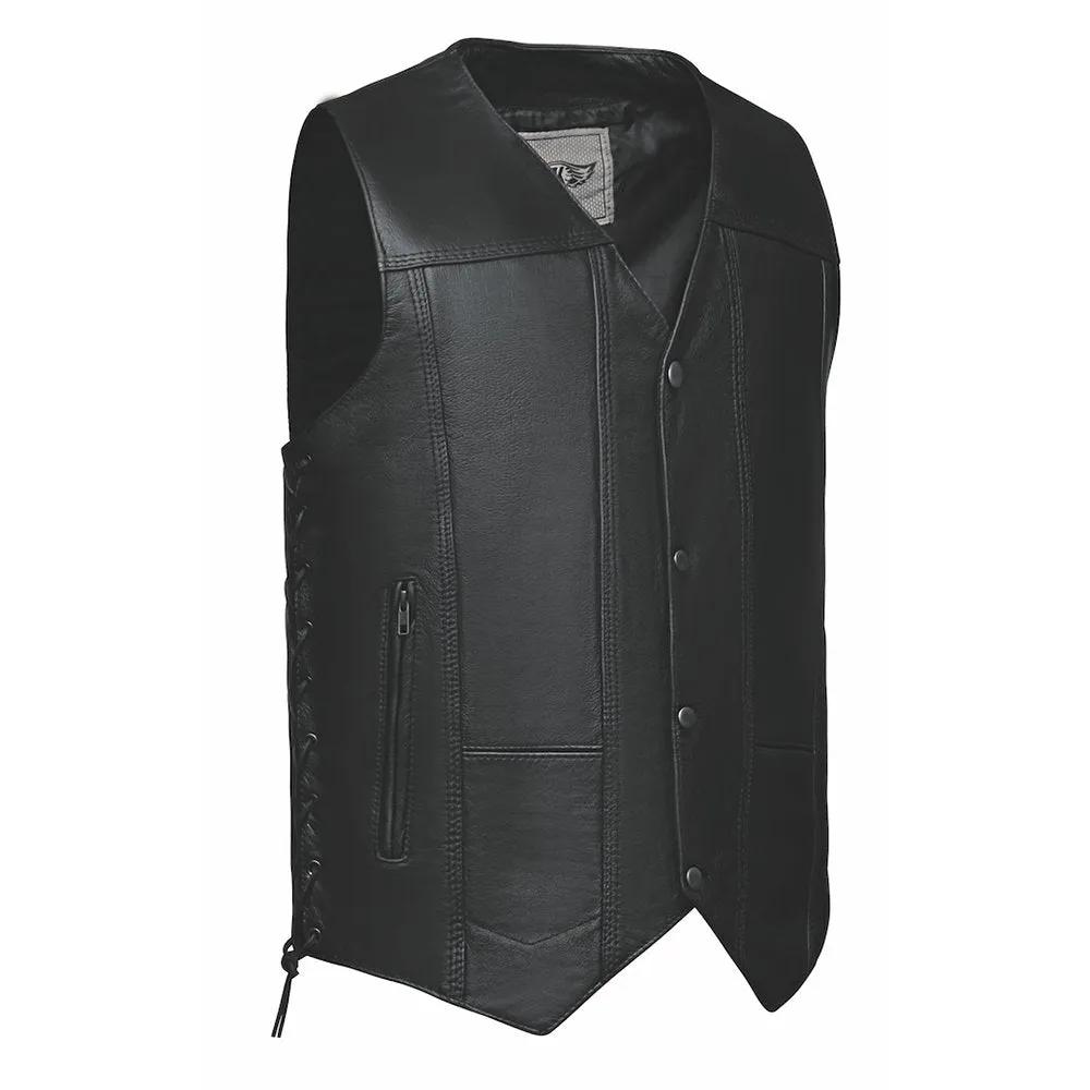 El Paso - Mens 10-Pocket Leather Vest - Unik International Inc