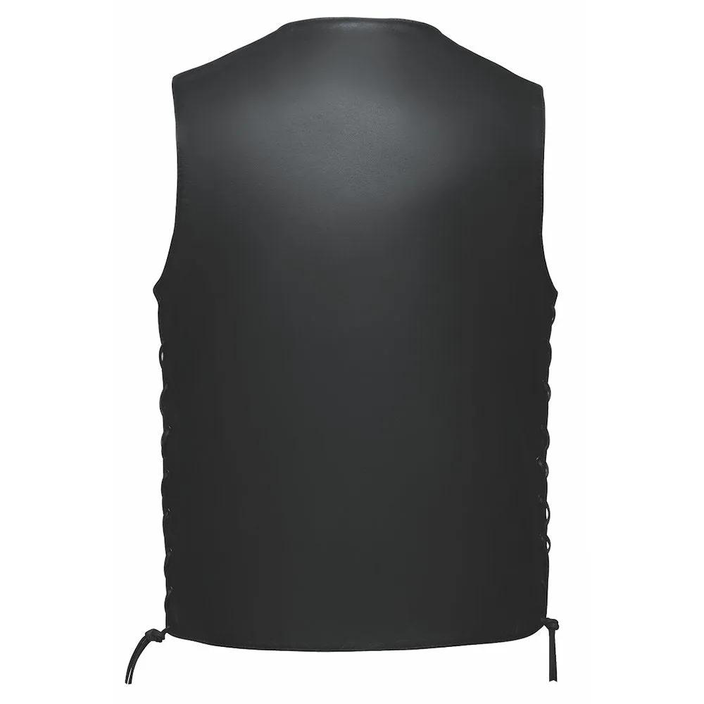 El Paso - Mens 10-Pocket Leather Vest - Unik International Inc