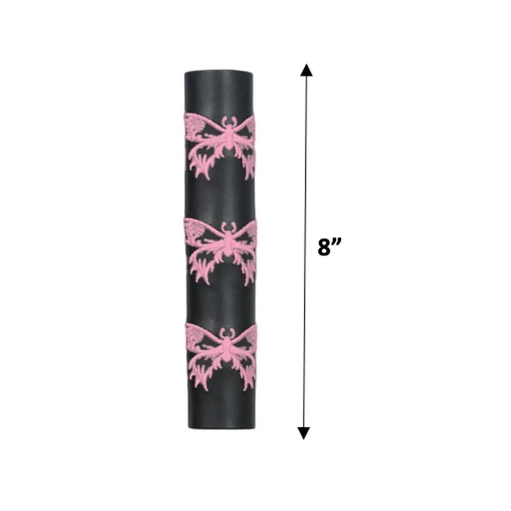 cylindrical mat with pink floral patterns
