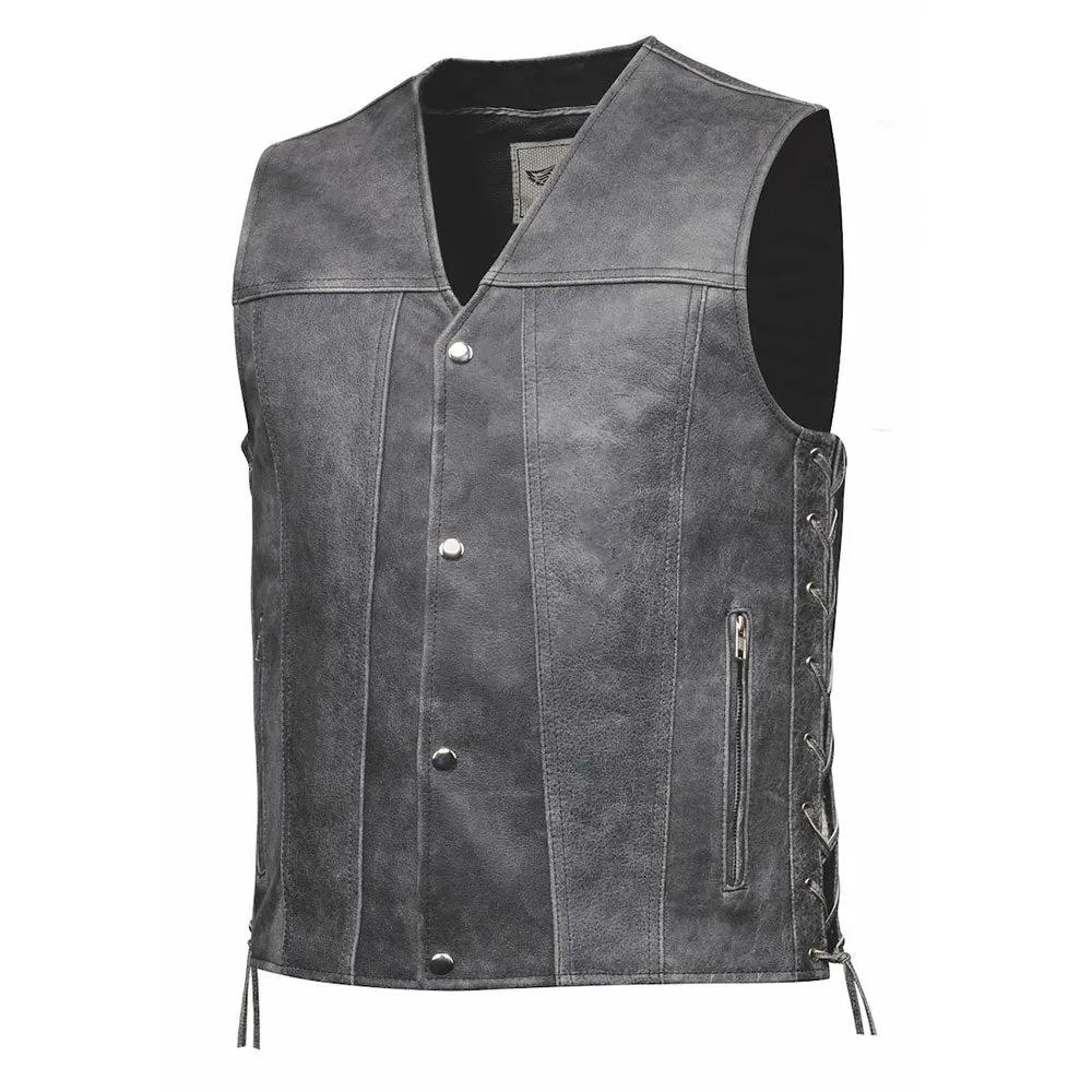 Tombstone - Mens Gray Leather Vest– Unik Just for Bikers