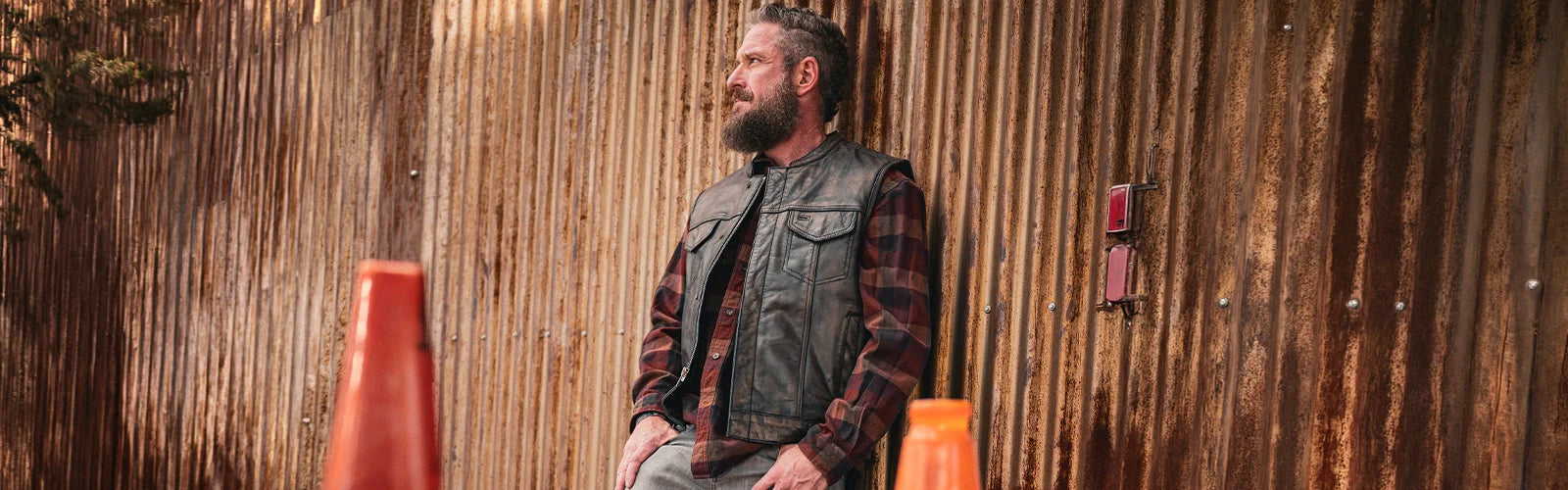 Men's Leather Motorcycle Vest