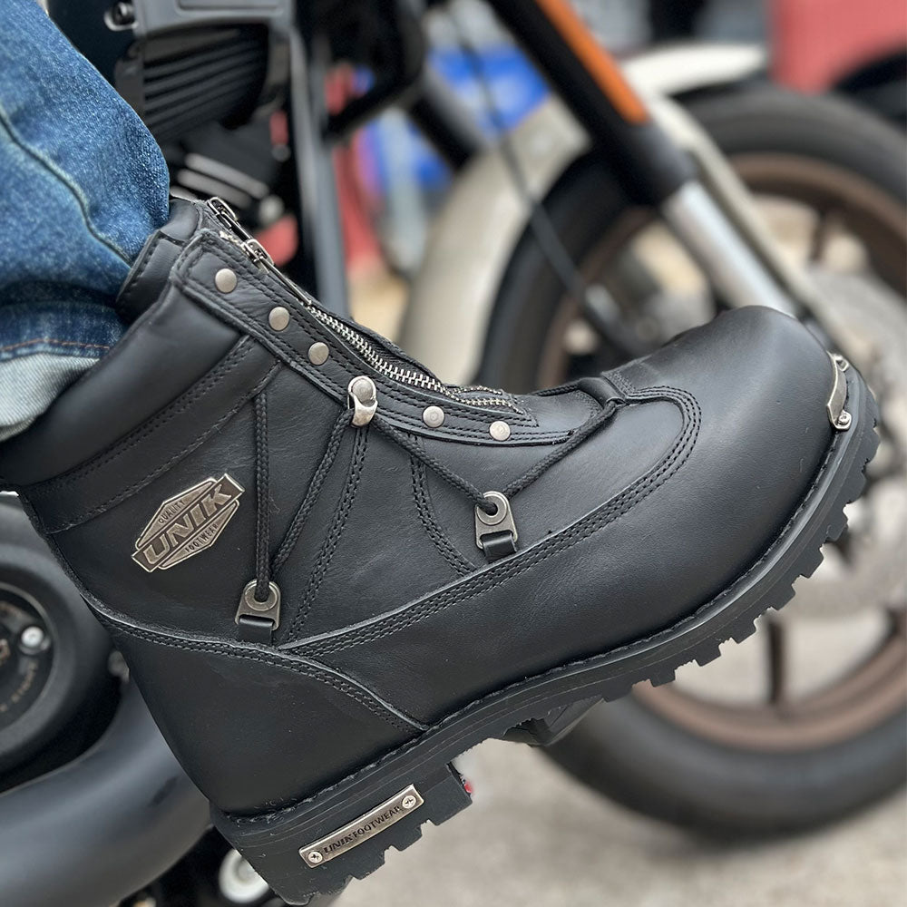 These motorcycle leather boots are crafted for the discerning rider who demands both style and functionality. Built to withstand the rigors of the open road while providing unparalleled comfort, they are a testament to quality craftsmanship and modern design.
