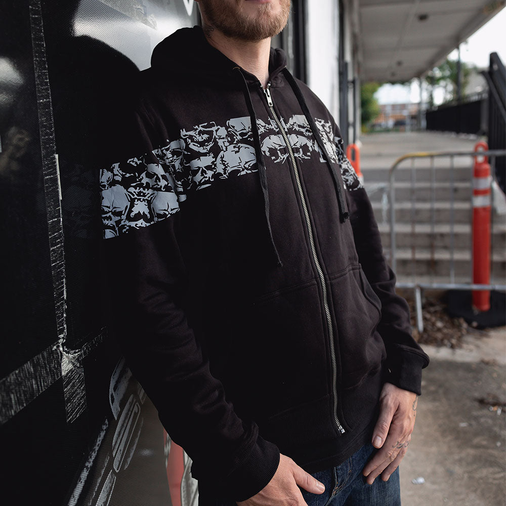 8000.00 - Unik Mens Reflective Skulls Riding Hoodie Sweatshirt - Unik International Inc