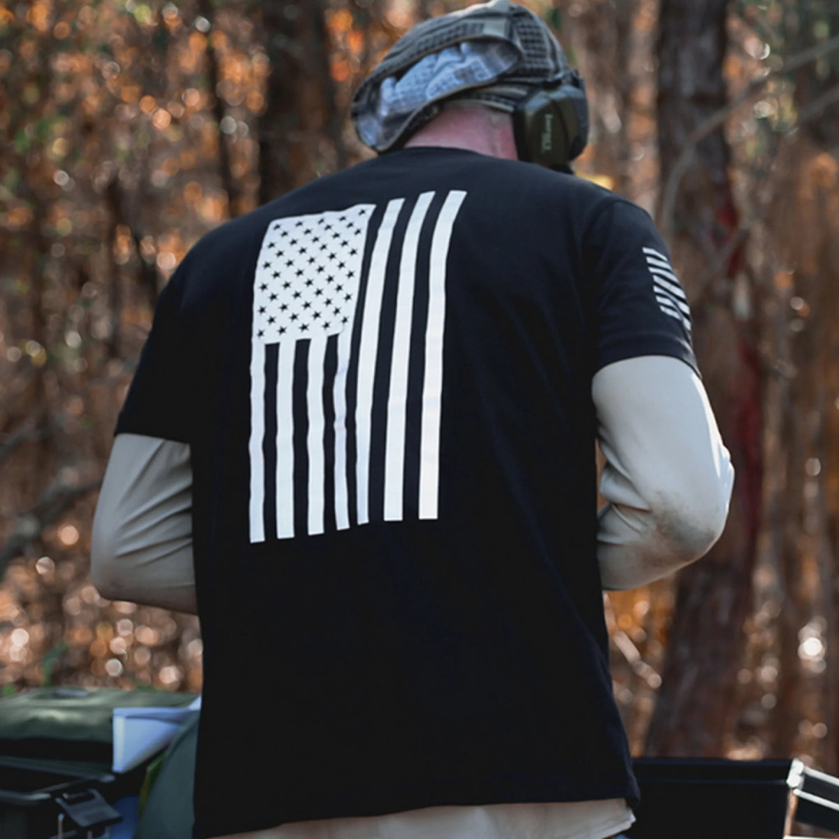 Mens Reflective Flag T-Shirt - Black