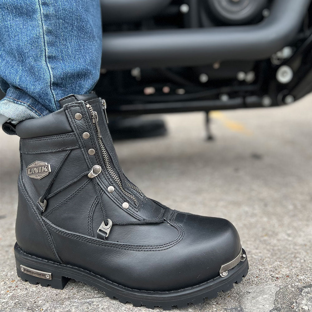 These motorcycle leather boots are crafted for the discerning rider who demands both style and functionality. Built to withstand the rigors of the open road while providing unparalleled comfort, they are a testament to quality craftsmanship and modern design.